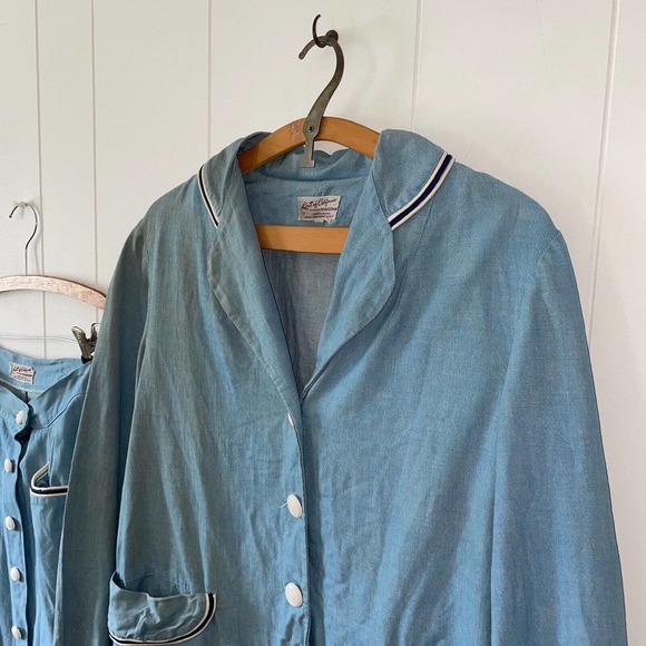 Vintage 1950s Sanforized Denim Chore Coat And Skirt Set Koret - Picture 5 of 11